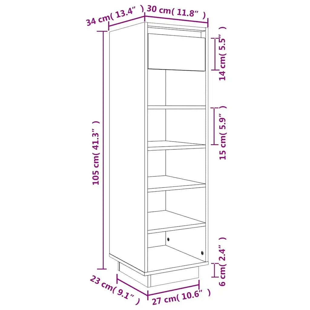 Shoe Cabinet Brown 5 Compartments Drawer Floating Feet Storage Organiser