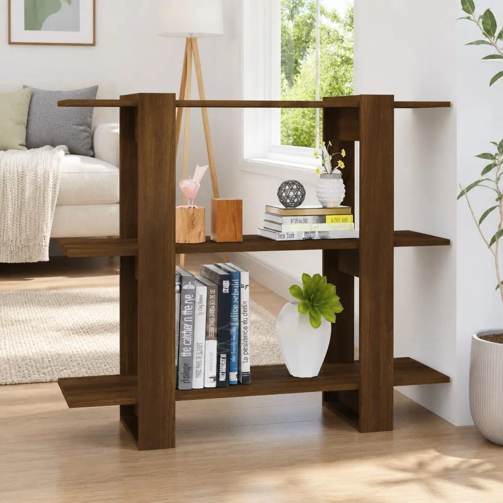 Book Cabinet Room Divider Brown 100x30x87 cm Storage Shelving Standing Shelf