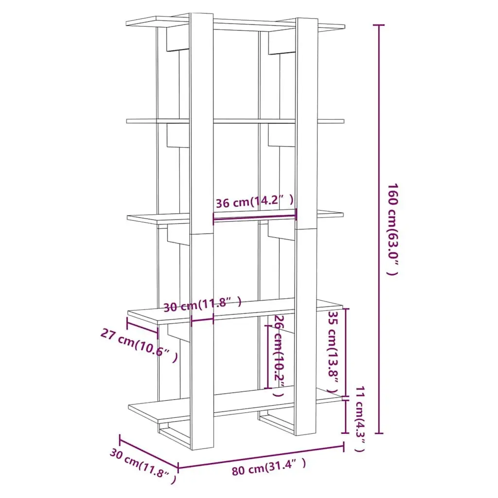 Book Cabinet Room Divider Grey Sonoma Engineered Wood Shelving Storage