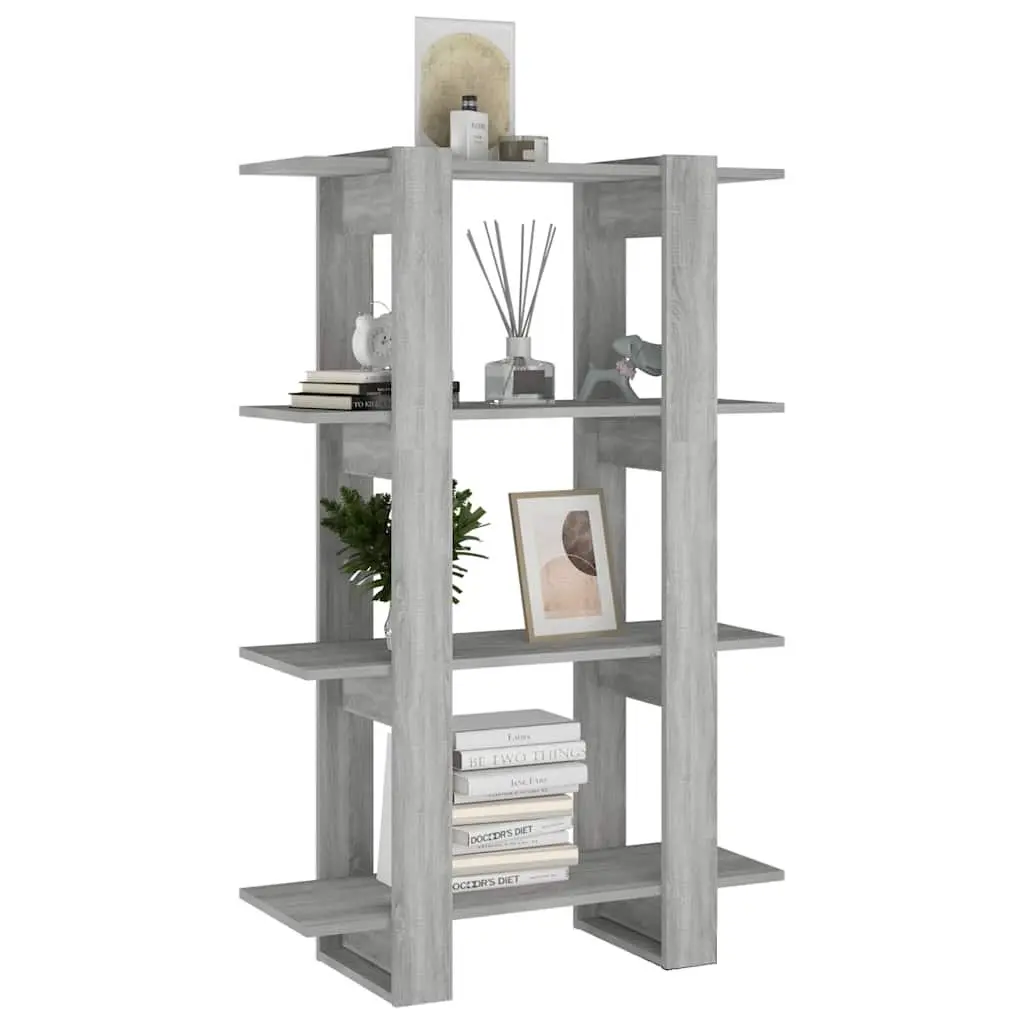 Grey Wooden Shelving Unit Book Cabinet Storage Organiser Room Divider 80x30x1235cm
