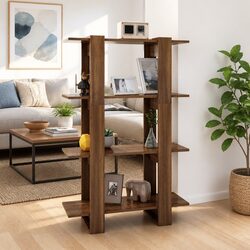 Book Cabinet Room Divider Wooden Shelving Unit Brown Oak 80x30x123.5cm Storage