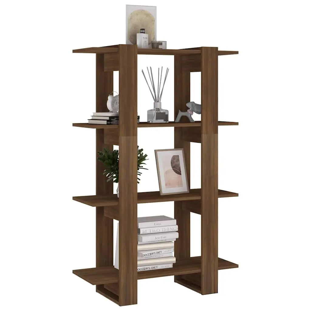 Book Cabinet Brown Oak 80x30x123.5cm Wooden Shelving Unit Room Divider Storage