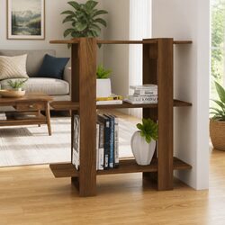 Brown Oak Book Cabinet with Storage and Room Divider