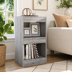 Compact Grey Book Cabinet Room Divider - Sturdy Design