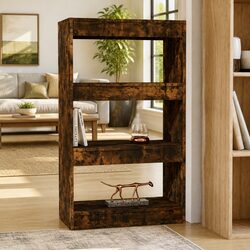 Compact Smoked Oak Book Cabinet with Room Divider Feature