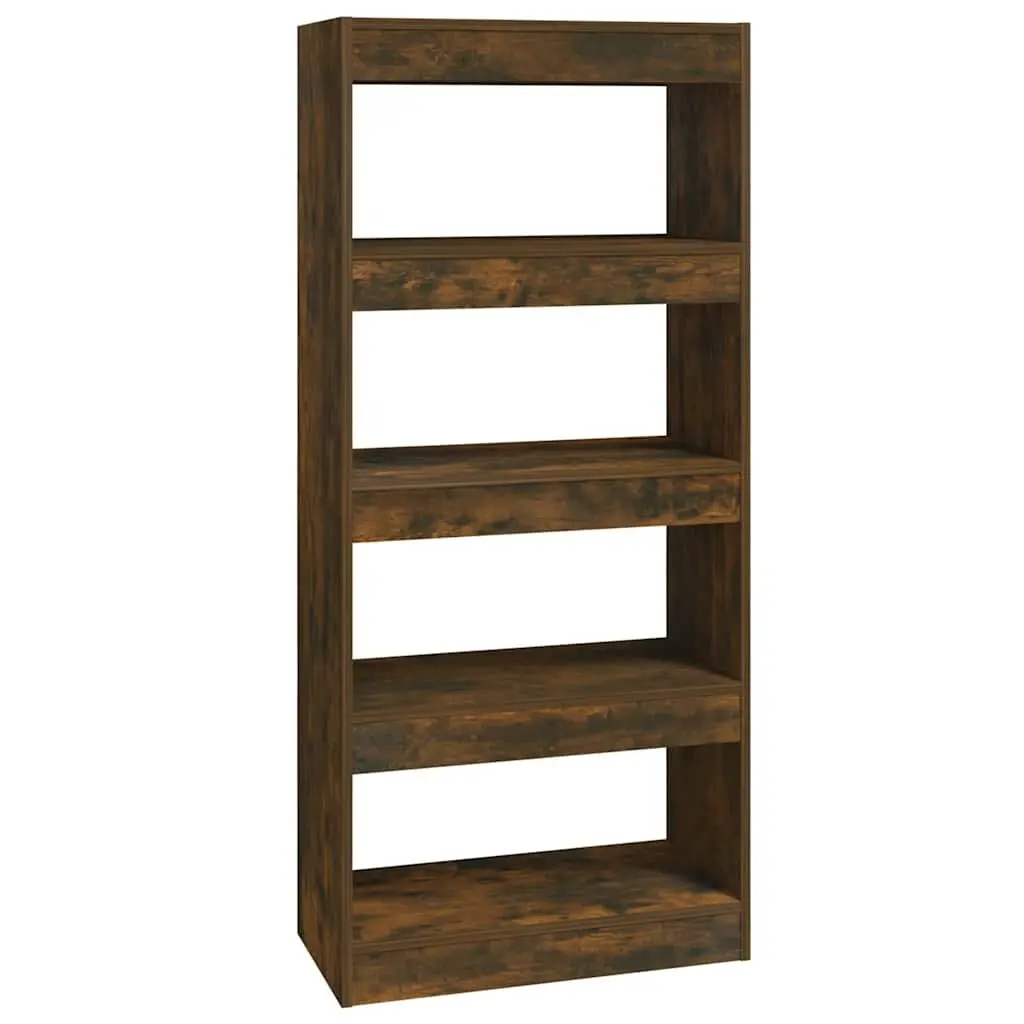 Book Cabinet Smoked Oak 60W x 30D x 135H cm Room Divider Engineered Wood Bookshelf Storage Organiser