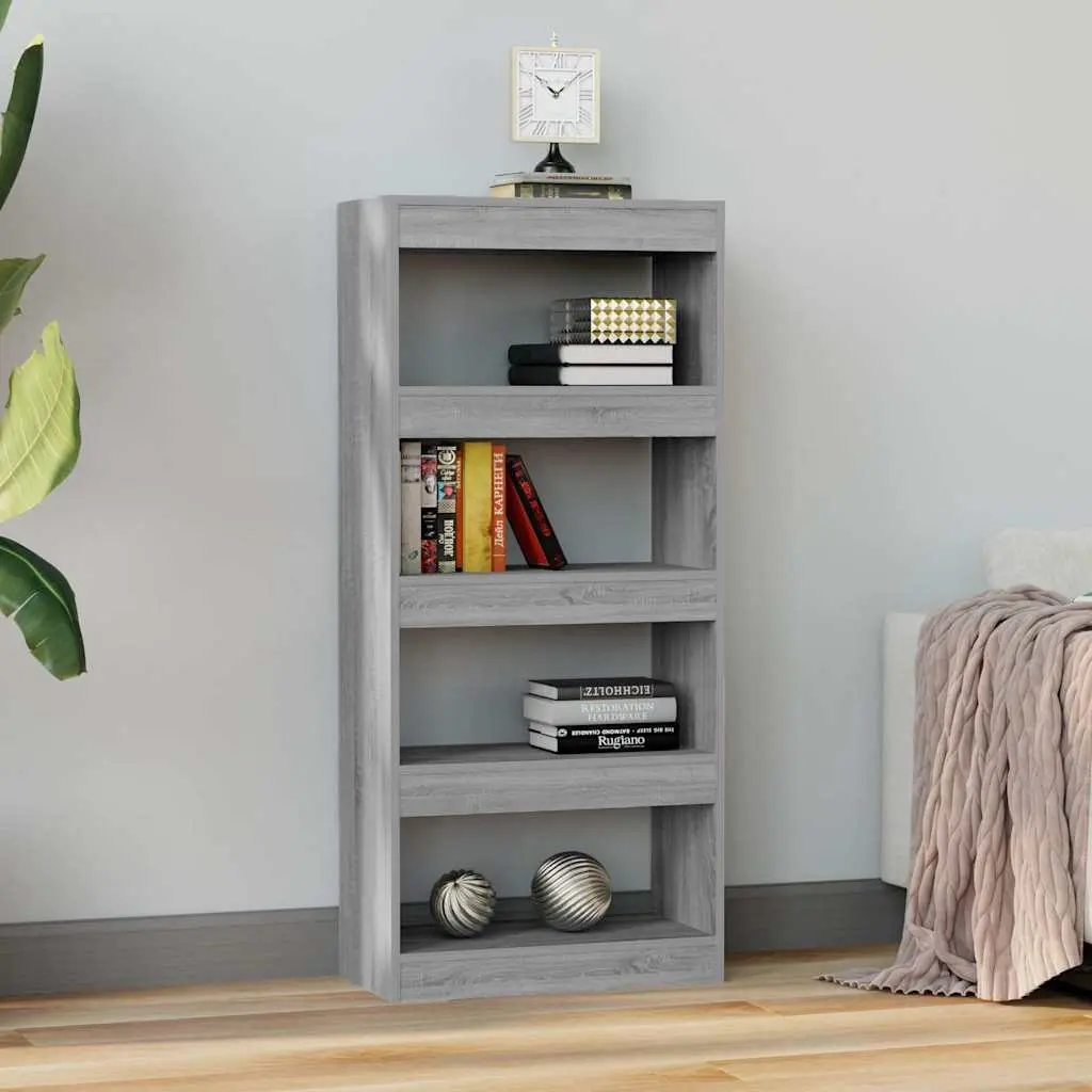 Book Cabinet Room Divider Grey Sonoma 60x30x135 cm Engineered Wood Shelving Unit