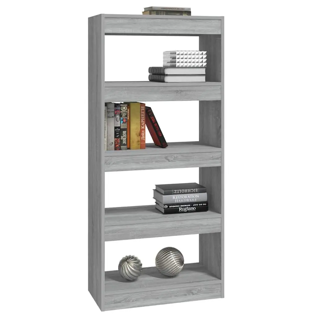 Book Cabinet Room Divider Grey Sonoma 60x30x135 cm Engineered Wood Shelving Unit