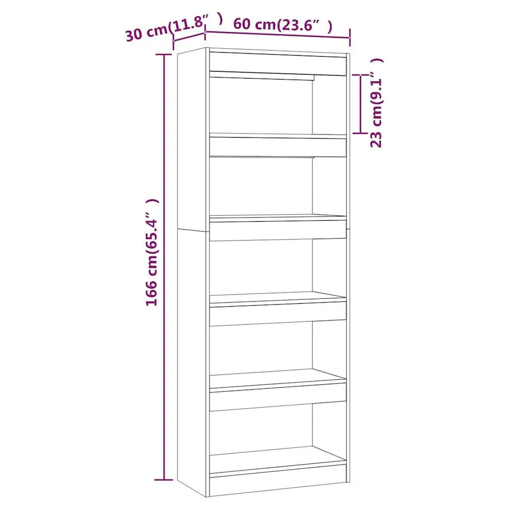 Book Cabinet Smoked Oak 60x30x166cm Engineered Wood Room Divider Shelf Storage