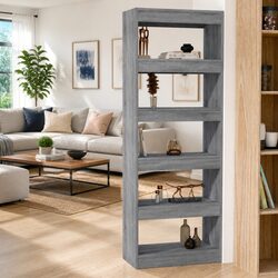 Compact Grey Sonoma Book Cabinet Room Divider