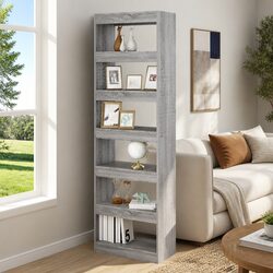 Concise Grey Wooden Book Cabinet Room Divider 60x30x198 cm