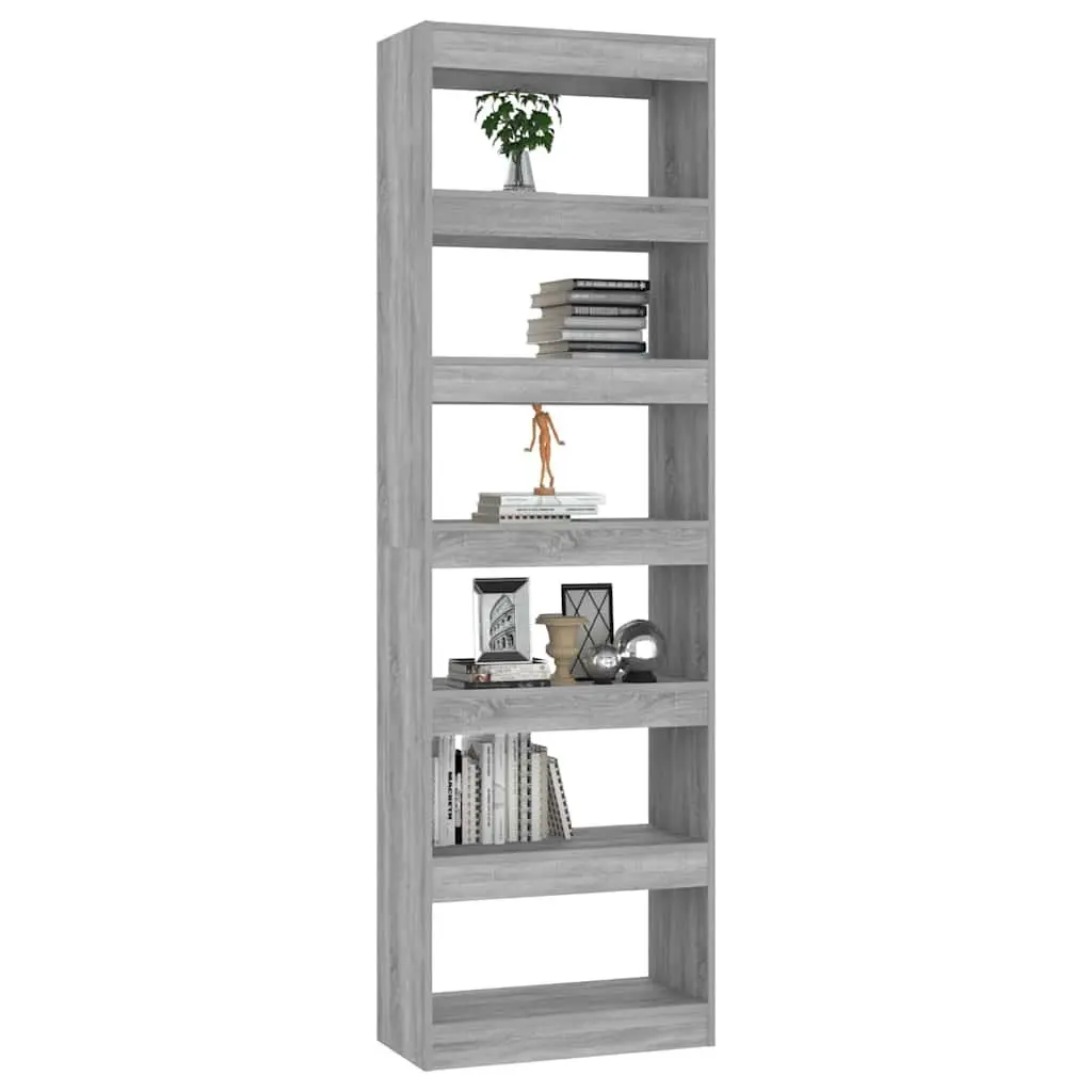 Book Cabinet Grey 60x30x198 cm Wooden Shelving Room Divider
