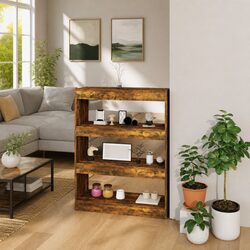 Smoked Oak Book Cabinet Room Divider 80x30x103cm