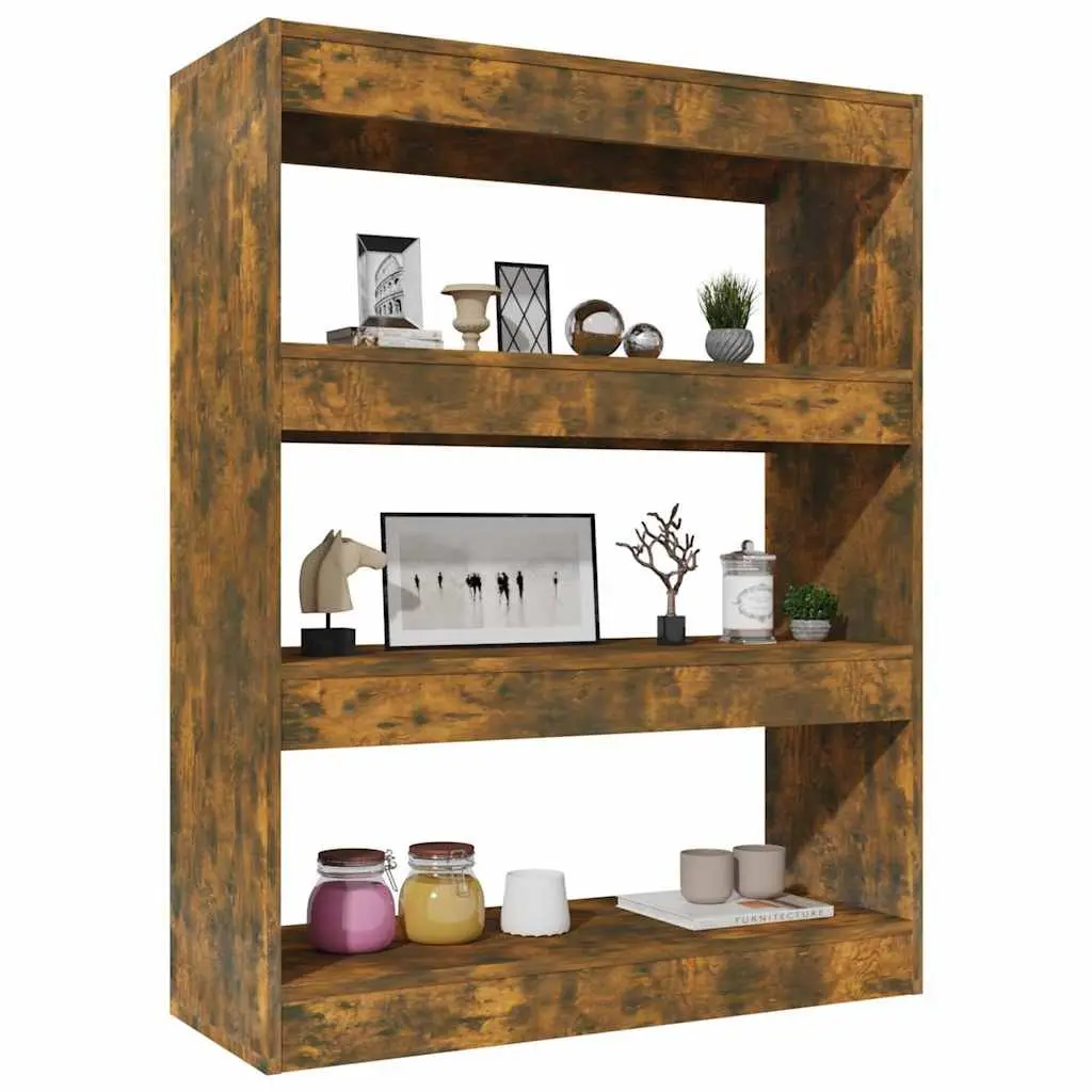 Book Cabinet Smoked Oak 80x30x103cm Dual Purpose Storage Shelf Room Divider
