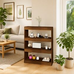 Brown Oak Bookcase Room Divider