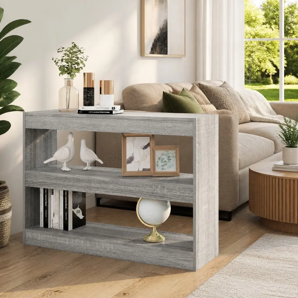 Book Cabinet Grey Sonoma 100x30x72cm Room Divider Storage Shelving Unit