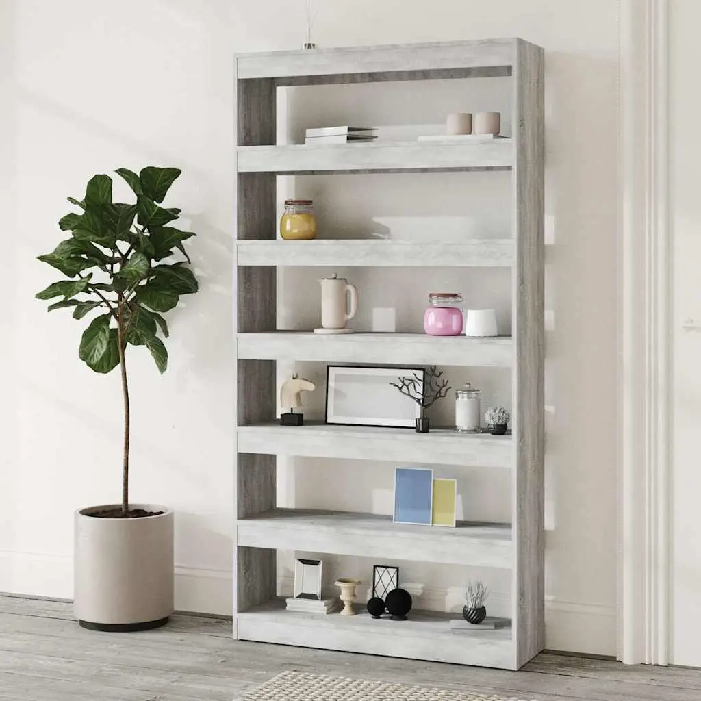 Book Cabinet Grey 100W x 30D x 198H cm Wooden Shelving Storage Organizer Stand