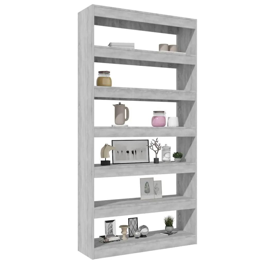 Book Cabinet Grey 100W x 30D x 198H cm Wooden Shelving Storage Organizer Stand