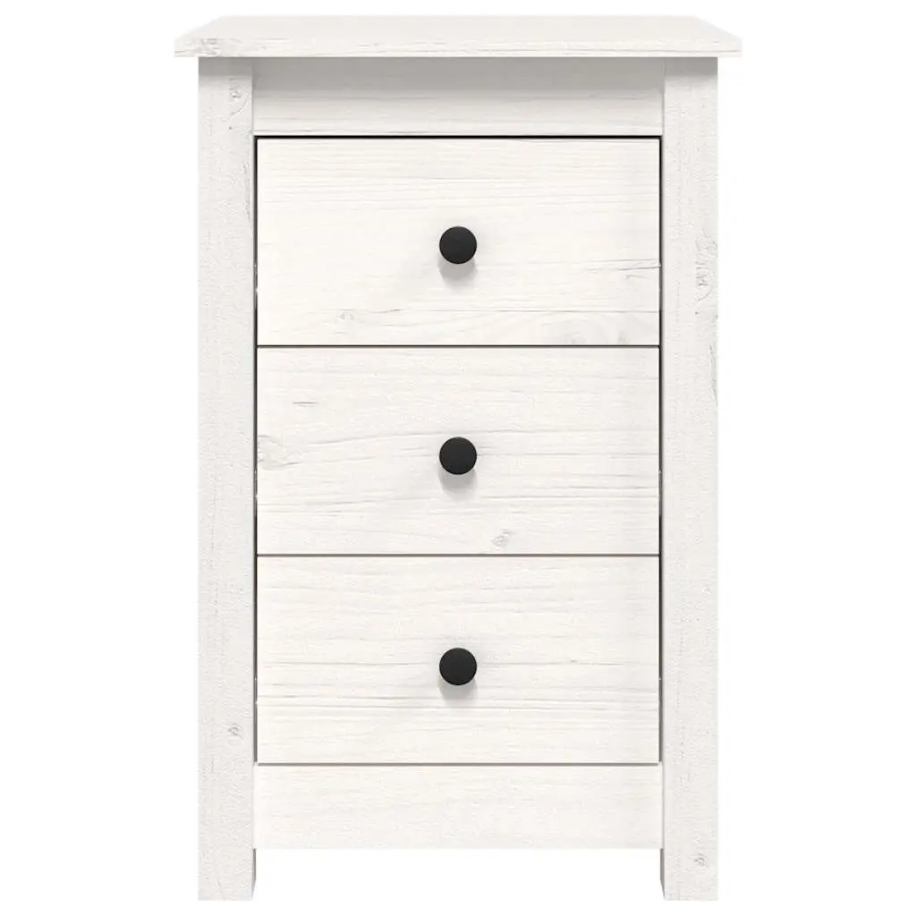 Bedside Cabinets White 40x35x61.5 cm Solid Pine Wood 3 Drawers