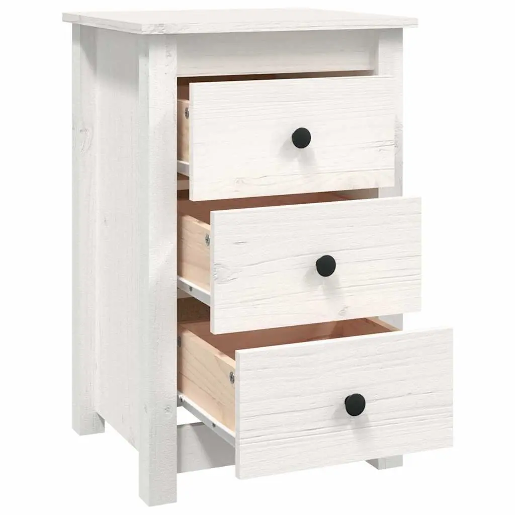Bedside Cabinets White 40x35x61.5 cm Solid Pine Wood 3 Drawers
