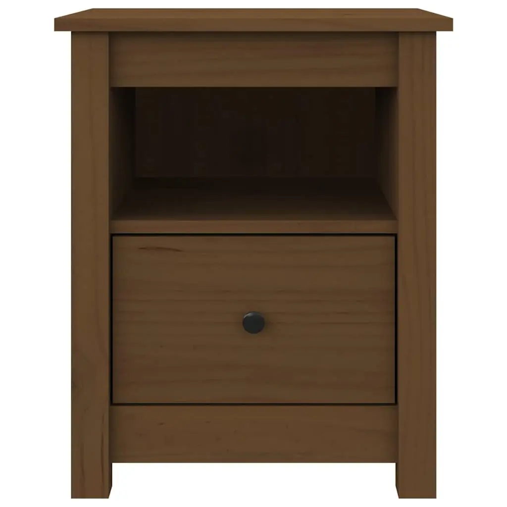 Bedside Cabinet Brown Solid Wood Pine 1 Drawer Storage Furniture