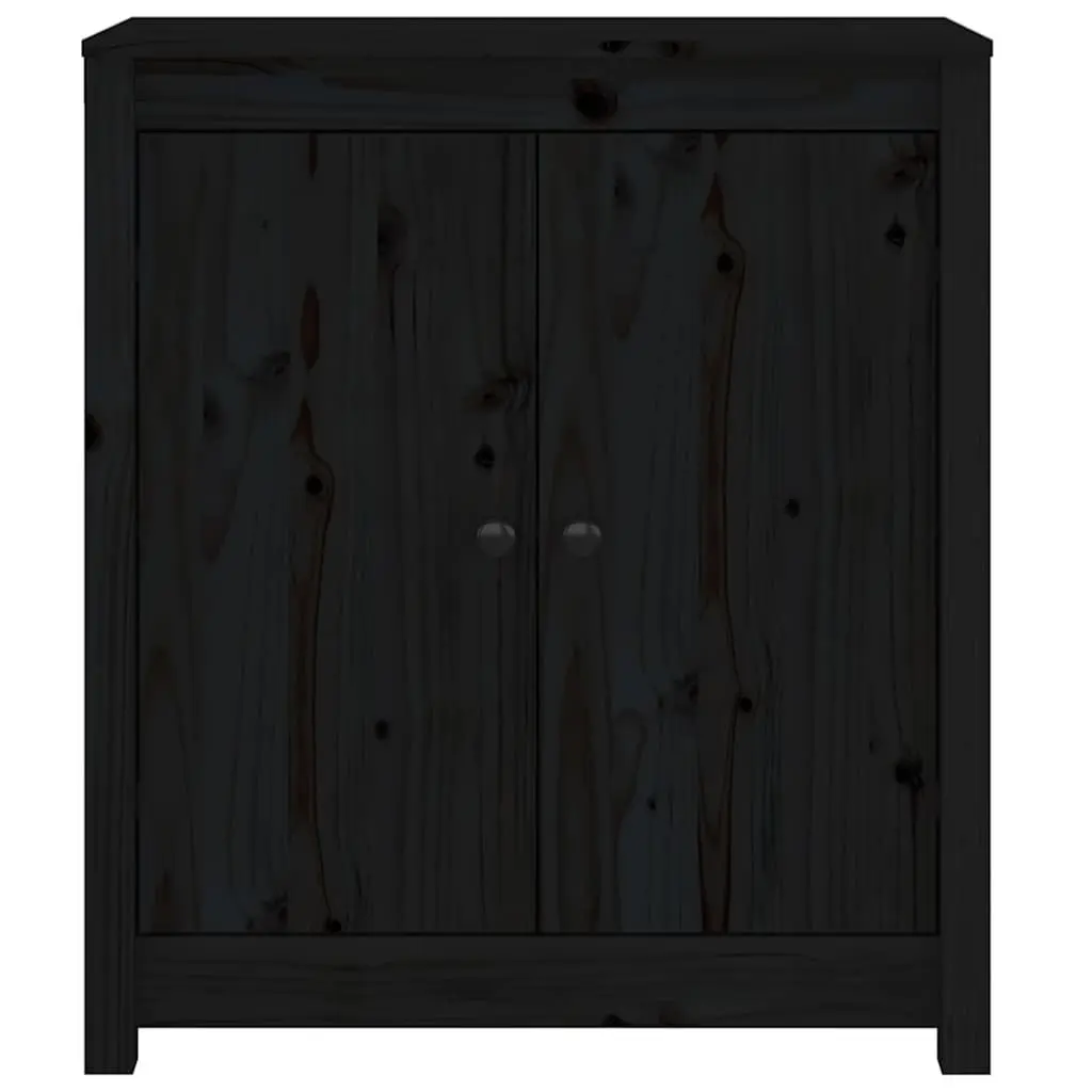 Black Wooden Sideboard Storage Cabinet Solid Pine Living Room Furniture