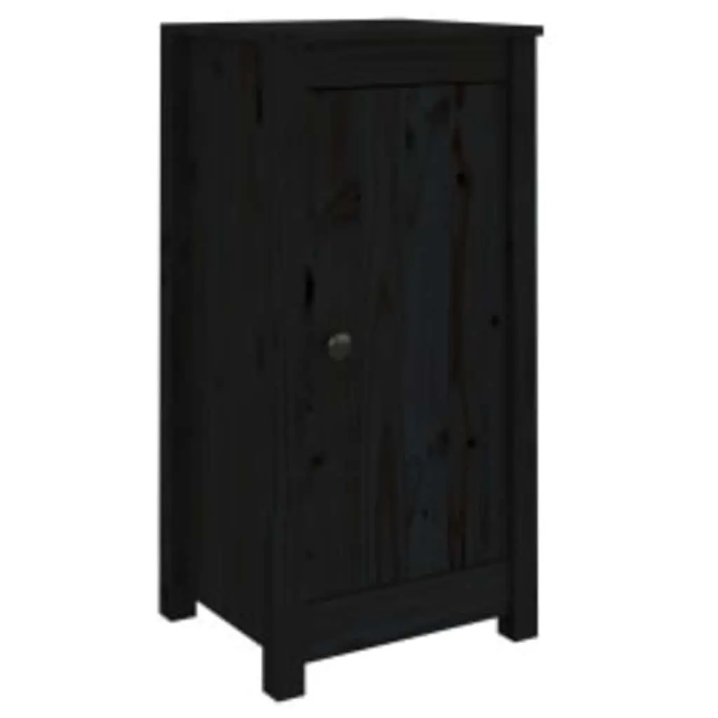 Black 2 Piece Sideboard Storage Cabinet Solid Pine Wood Rustic Living Room Furniture