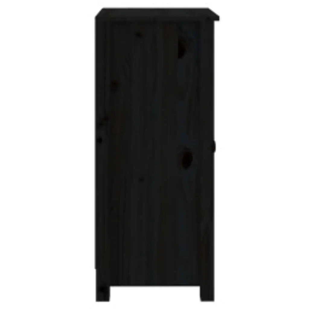 Black 2 Piece Sideboard Storage Cabinet Solid Pine Wood Rustic Living Room Furniture