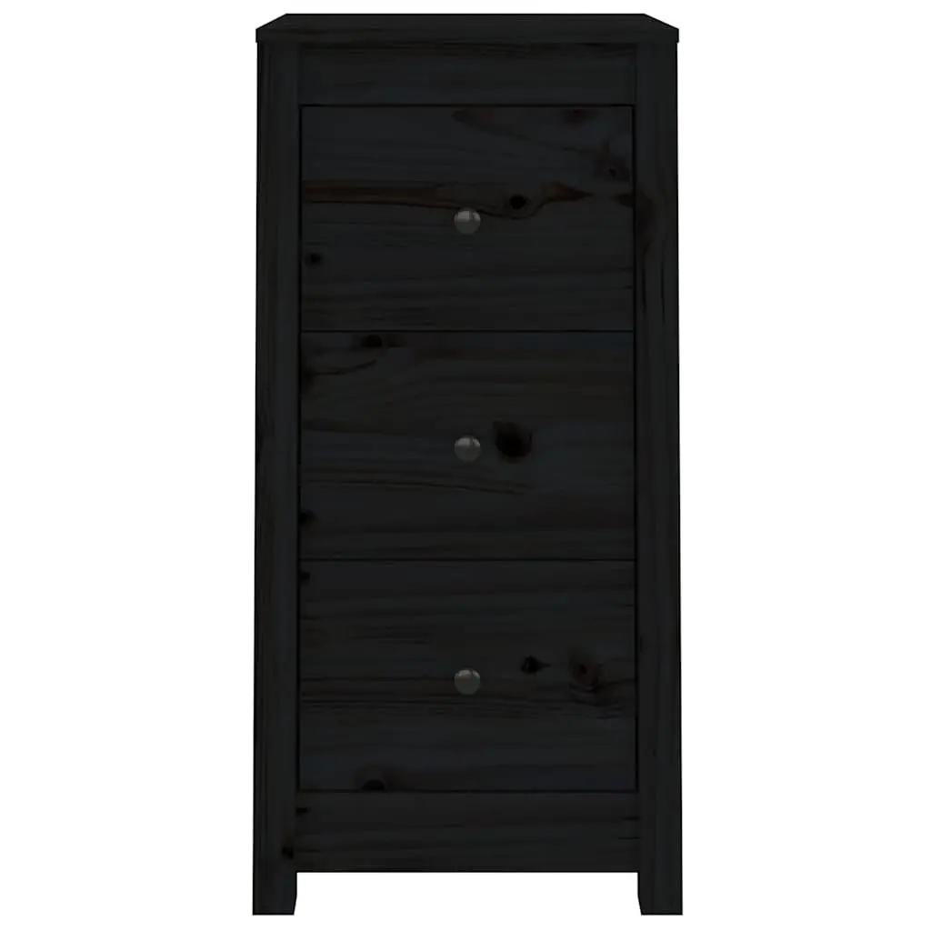 Sideboard Black Solid Pine Wood 40x35x80cm Sturdy Storage Cabinet