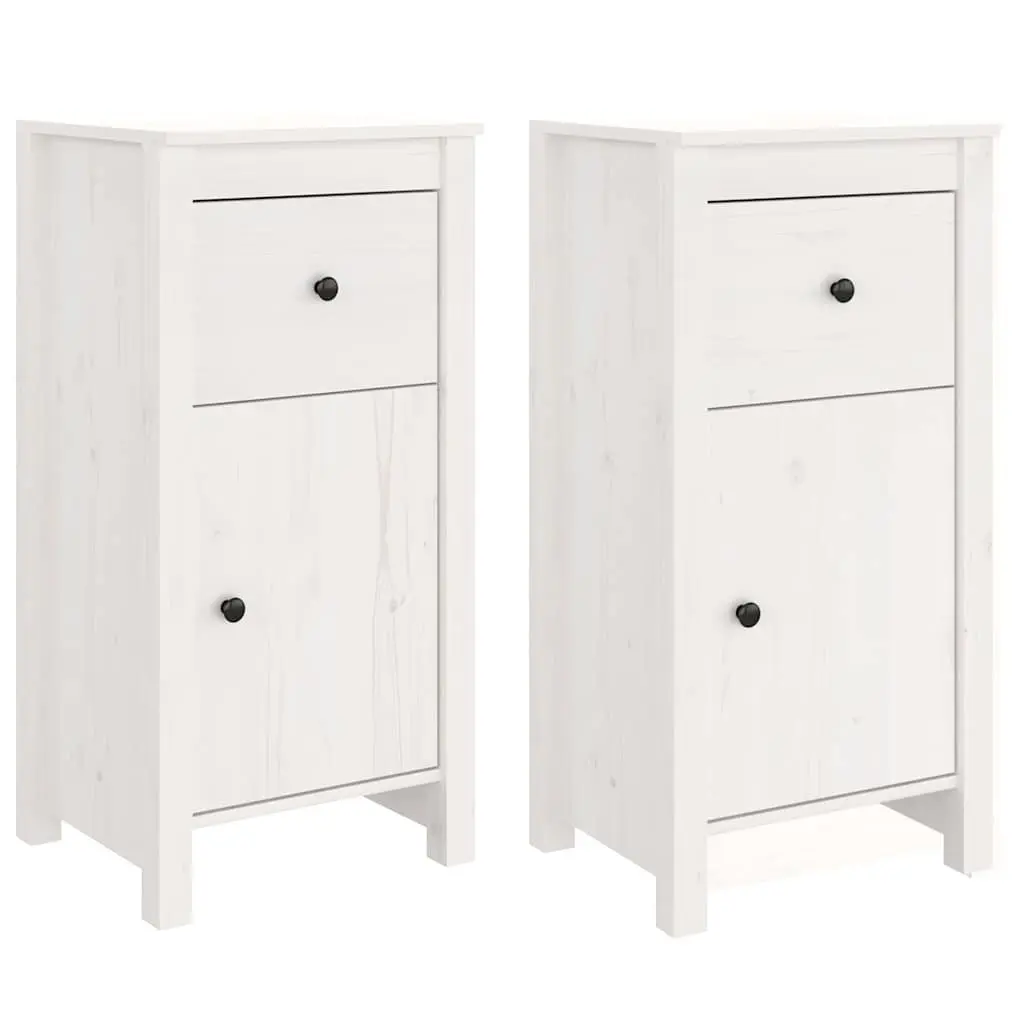 2 Piece Sideboards White Solid Pine Storage Cabinet 40x35x80 cm Sturdy Top Display Surface