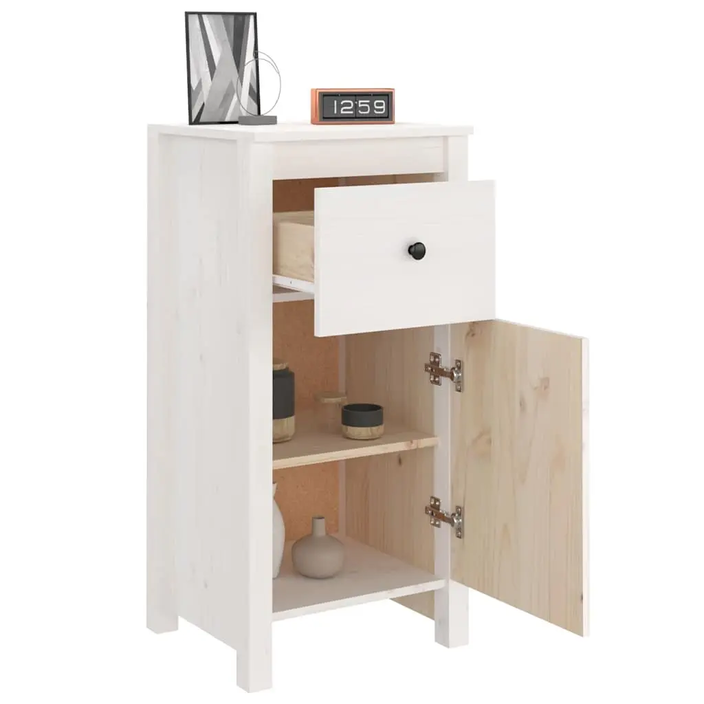 2 Piece Sideboards White Solid Pine Storage Cabinet 40x35x80 cm Sturdy Top Display Surface