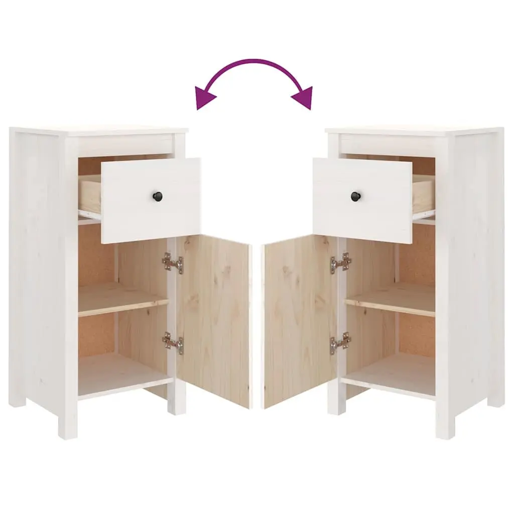 2 Piece Sideboards White Solid Pine Storage Cabinet 40x35x80 cm Sturdy Top Display Surface
