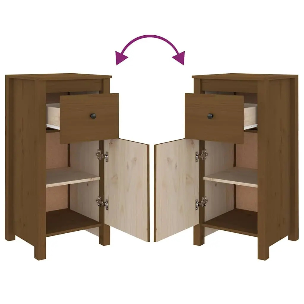 Solid Wood Sideboards Brown 2 Piece Storage Cabinet Furniture