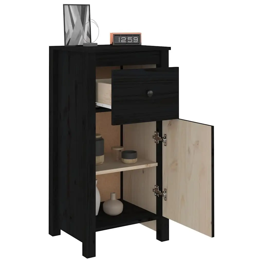 Solid Wood Pine Sideboards Black 40cm W x 35cm D x 80cm H Ample Storage Space