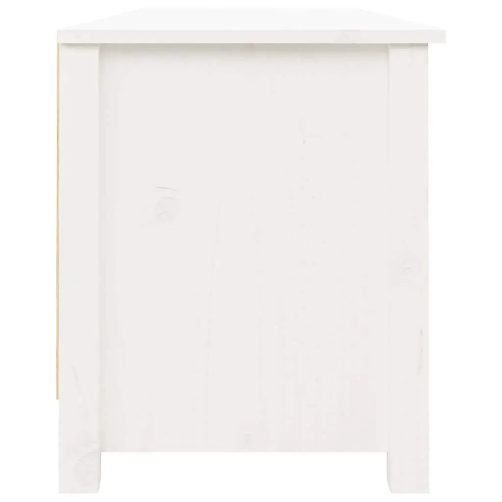 Shoe Storage Bench White Solid Pine Wood 110x38x45.5cm Four Compartments Stable Seating Top for Entryway or Hallway
