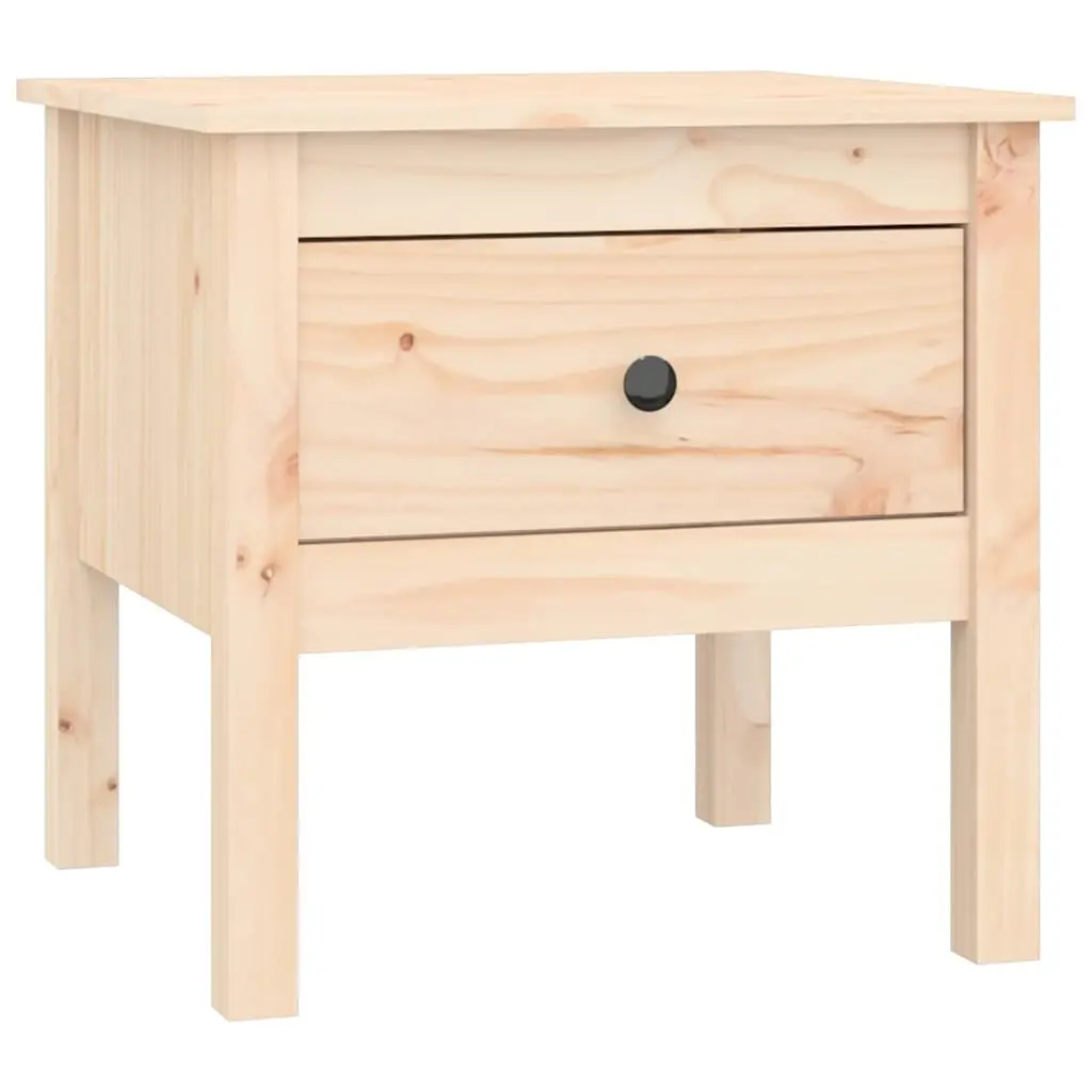 Side Tables Brown Solid Wood Pine 2 Piece Drawer Storage Living Room