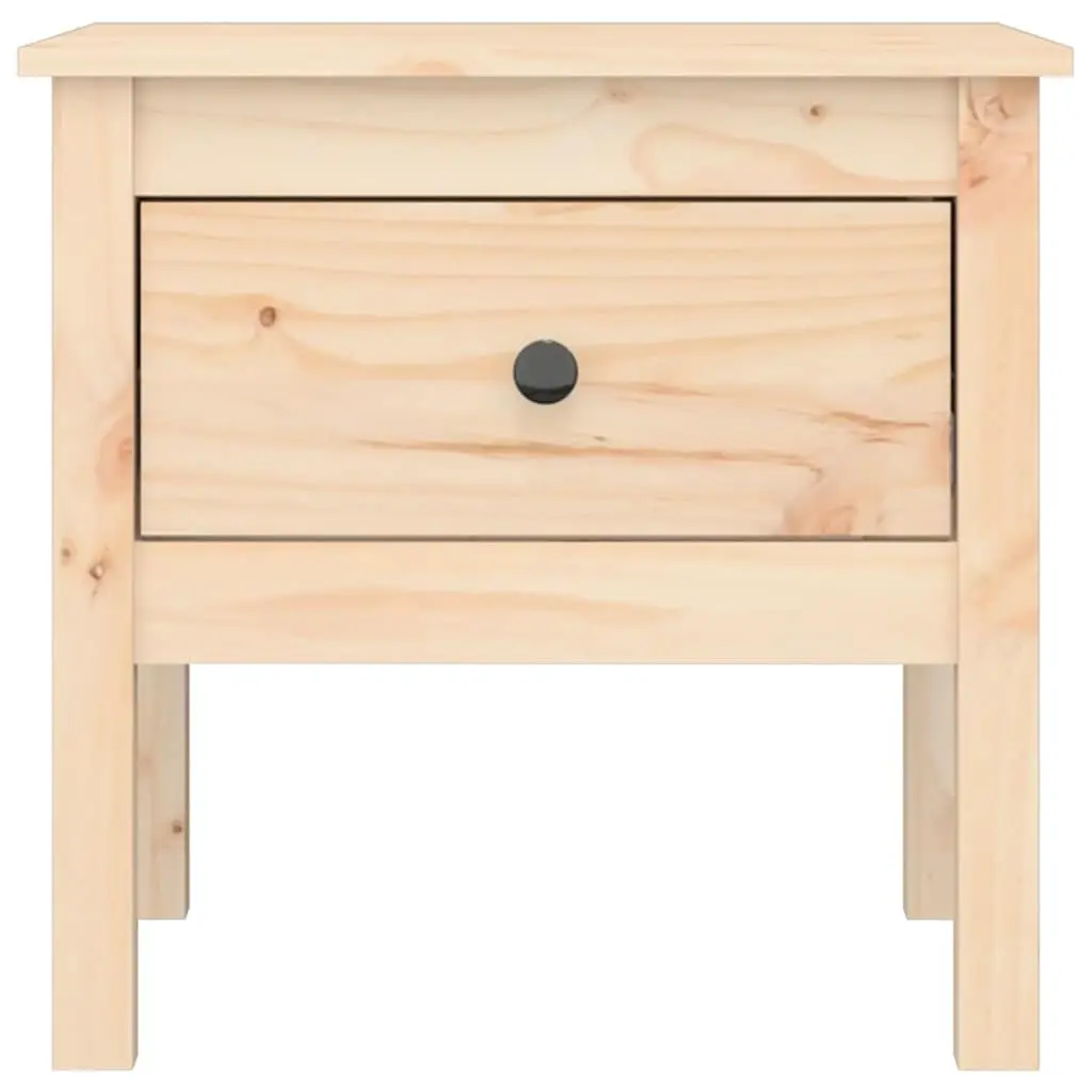 Side Tables Brown Solid Wood Pine 2 Piece Drawer Storage Living Room