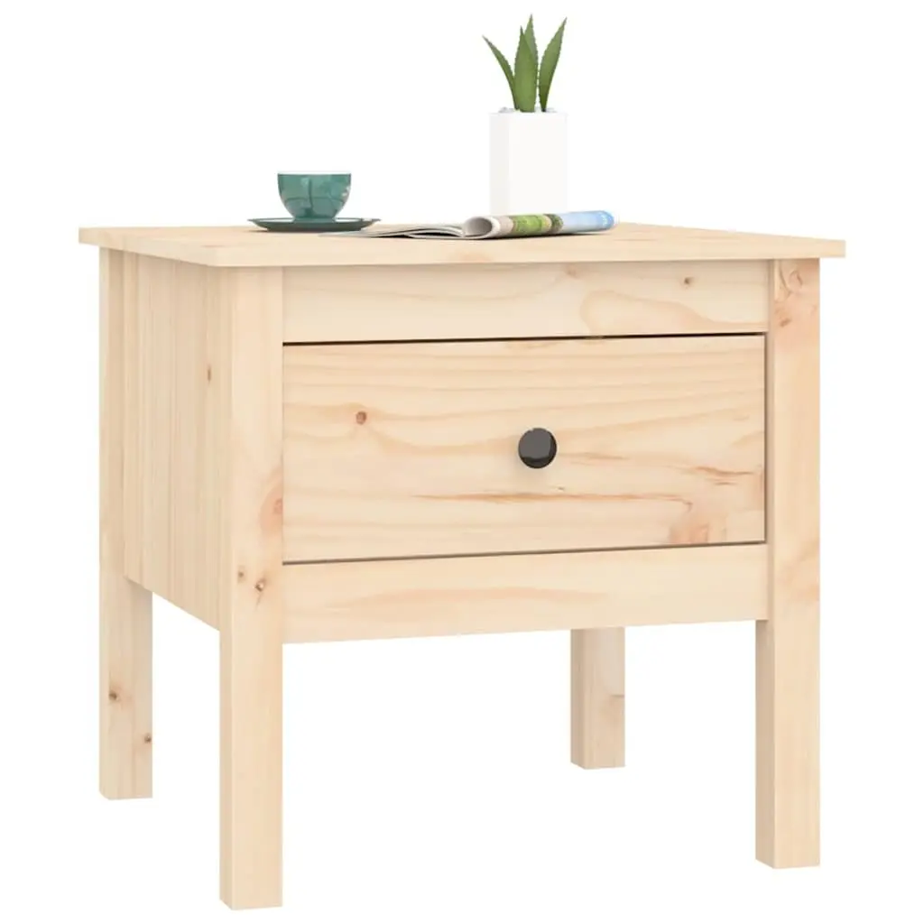 Side Tables Brown Solid Wood Pine 2 Piece Drawer Storage Living Room