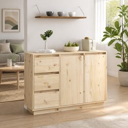 Brown Pine Sideboard with Ample Storage Solutions