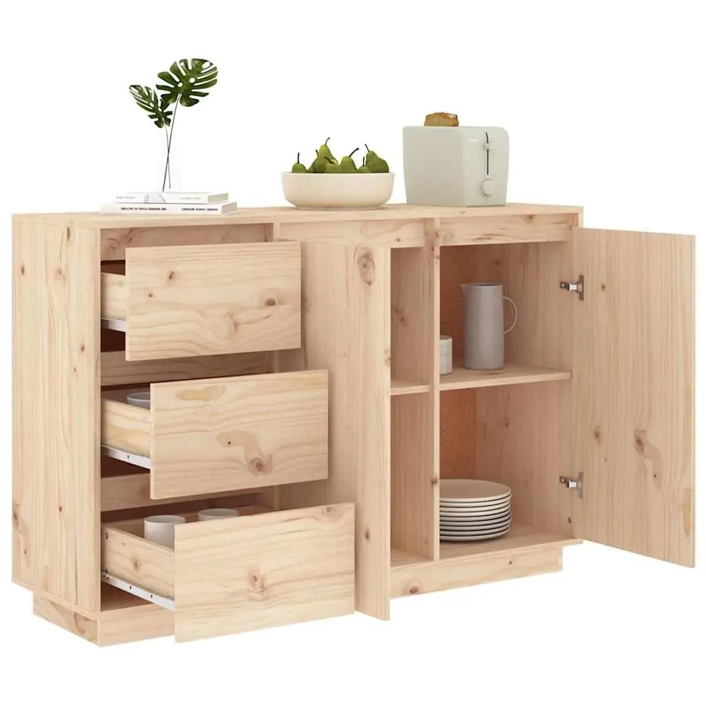 Solid Wood Pine Sideboard Brown Storage Cabinet 2 Doors 3 Drawers Bedroom