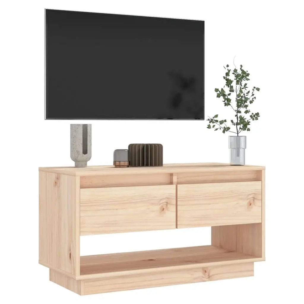 Pine Wood TV Cabinet Brown with Drawers 74cm x 34cm x 40cm Sturdy Storage Unit for Living Room