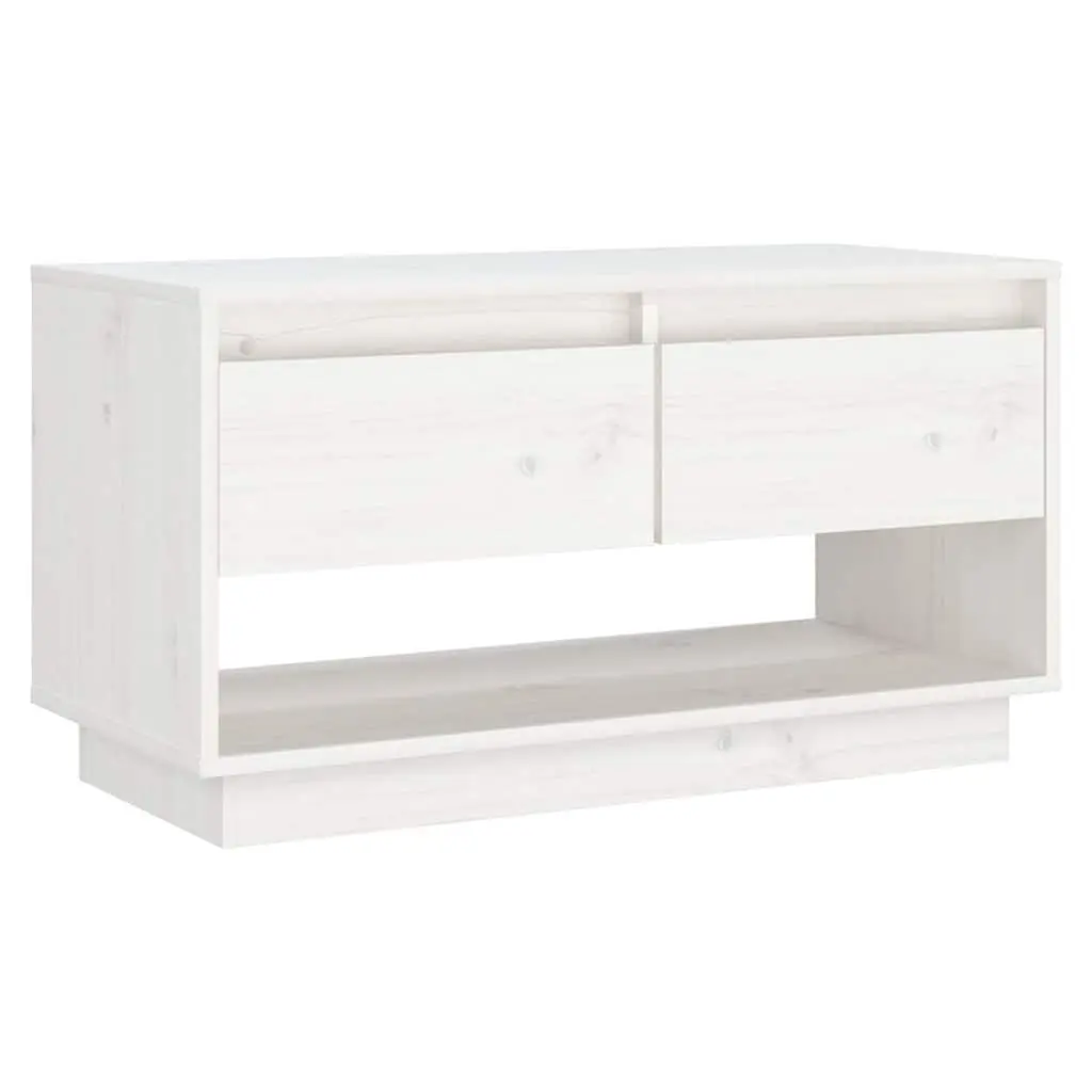 White Solid Wood Pine TV Cabinet