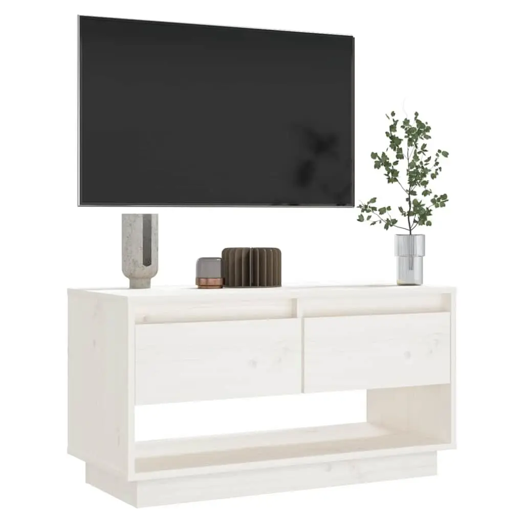 White Solid Wood Pine TV Cabinet