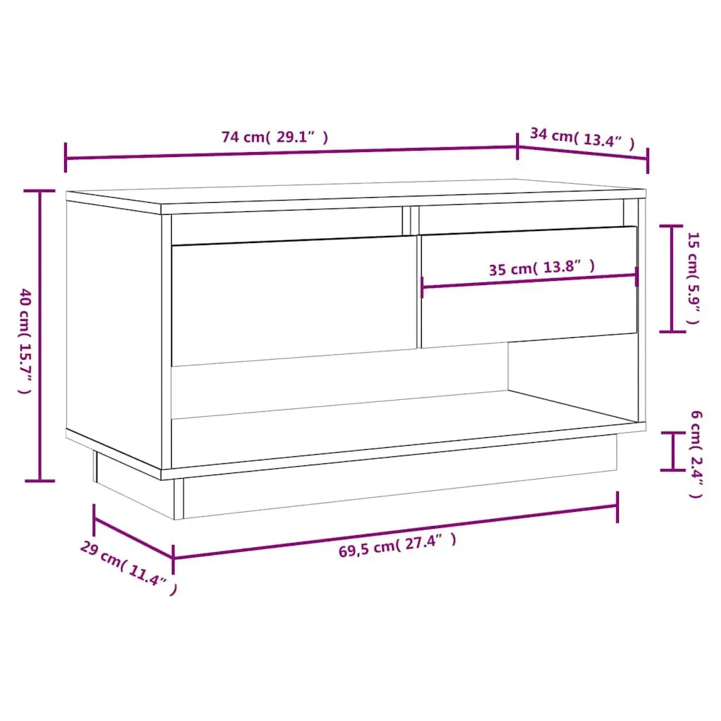 Solid Wood Pine TV Cabinet Honey Brown with Drawers Sturdy Frame Storage Unit