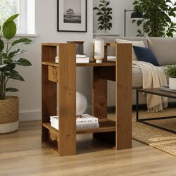 Solid Wood Pine Book Cabinet Room Divider Honey Brown 41x35x57cm Storage Shelf
