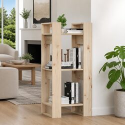 Solid Wood Pine Book Cabinet Room Divider 41x35x91cm Brown Bookshelf Storage