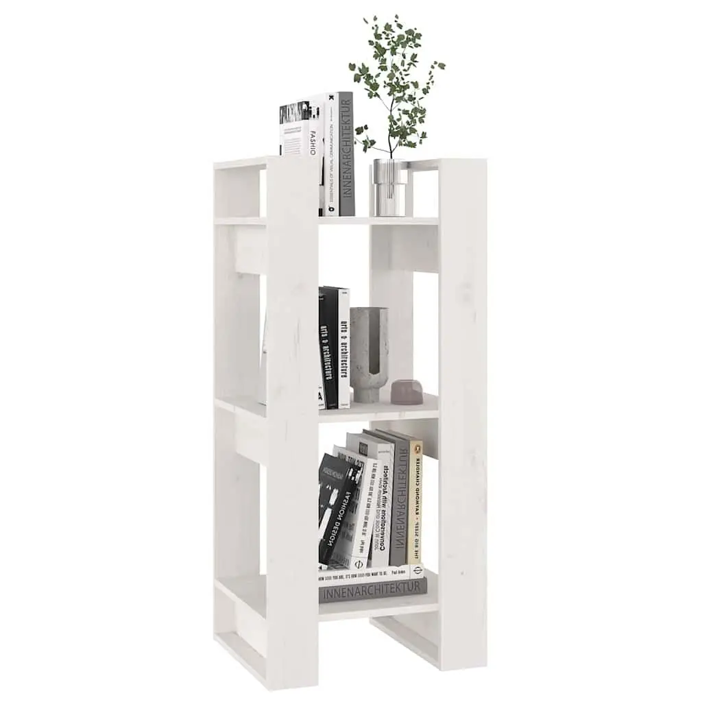 Book Cabinet White Solid Pine Wood Open Shelving Room Divider