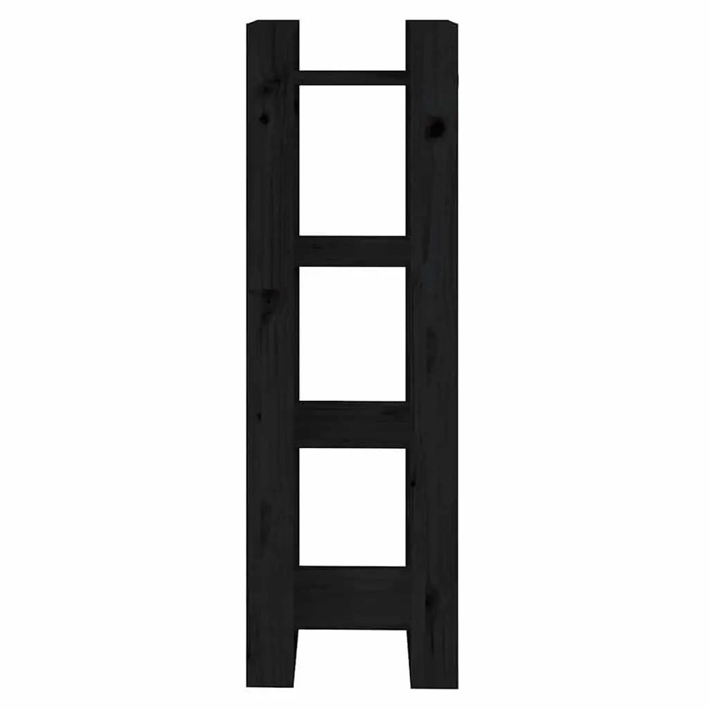 Book Cabinet Black Solid Pine Wood Room Divider Shelving Unit