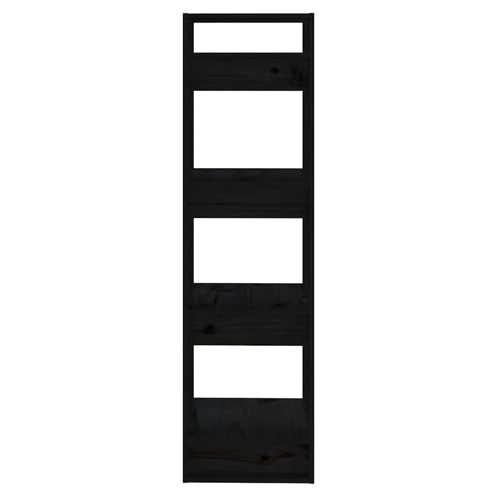 Book Cabinet Black Solid Pine Wood Room Divider Shelving Unit
