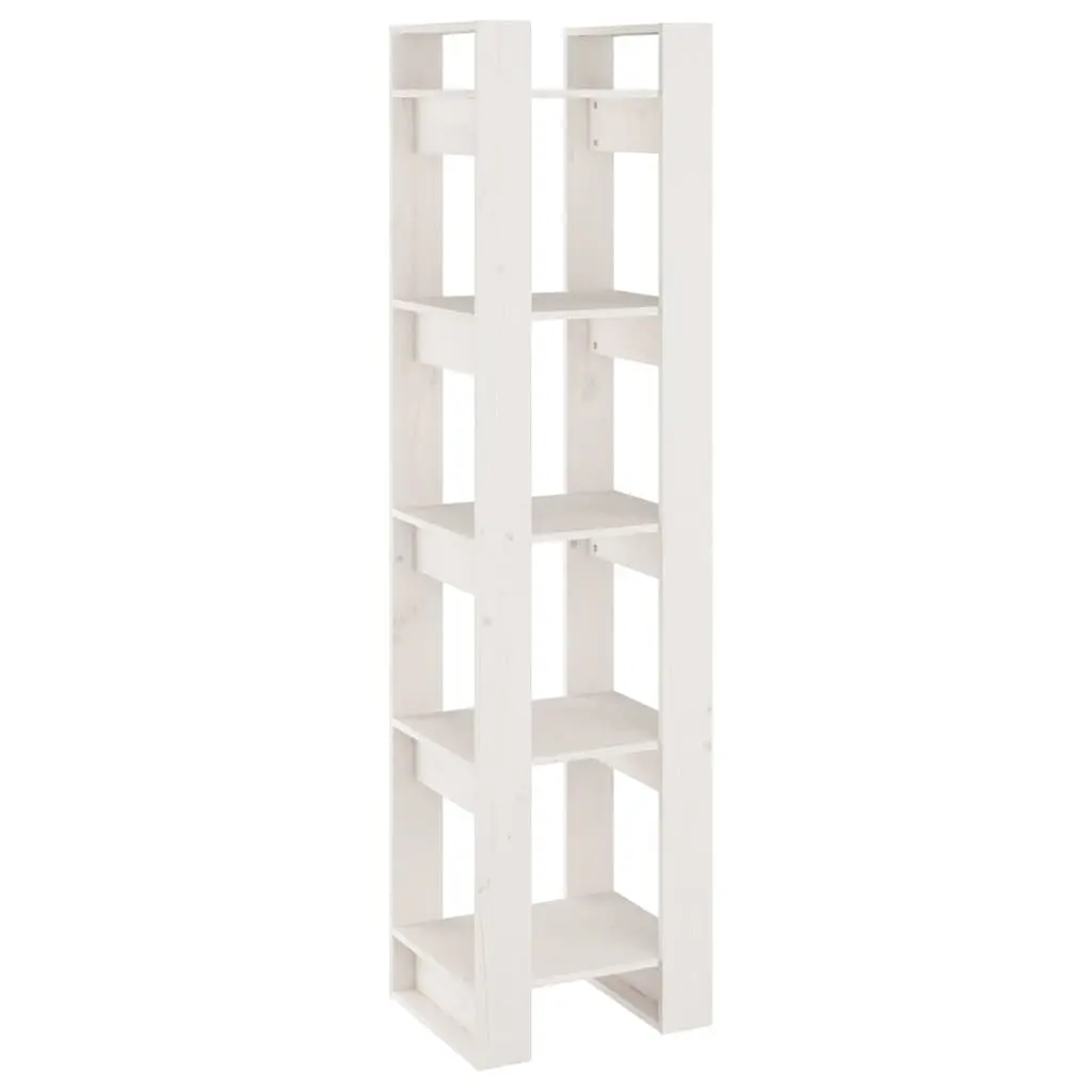 Book Cabinet White 41x35x160 cm Solid Pinewood Open Shelving Unit